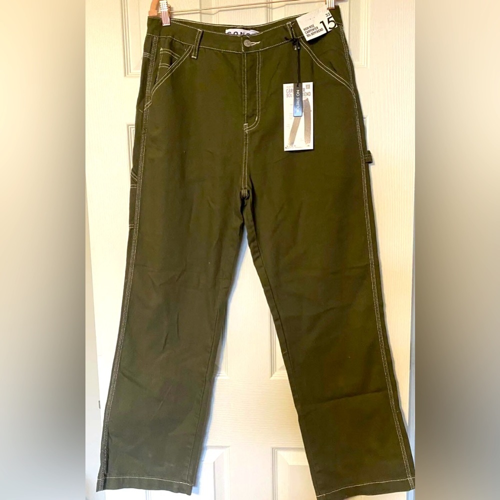 S.o.n.g Carpenter Boyfriend Jeans Green 15/32 High Rise 90s. NWT